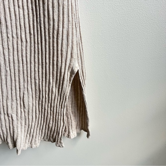 Massimo Dutti Ribbed Stretch Knit Sleeveless Maxi Dress Womens Size Medium Beige - Picture 8 of 10